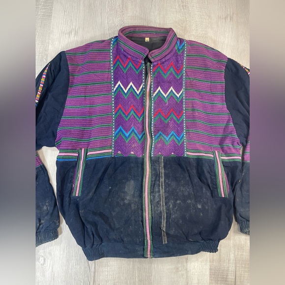 VINTAGE EMBROIDERED COTTON COLORFUL MADE IN GUATEMALA JACKET XL - Picture 3 of 8